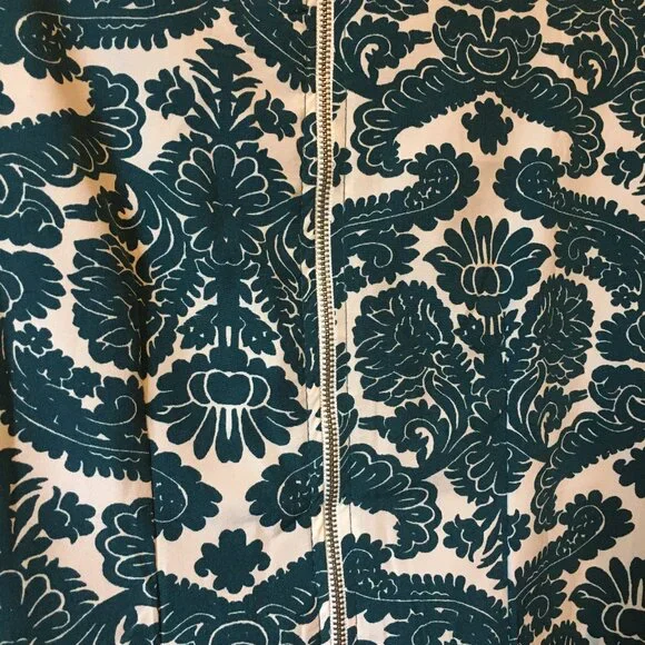 Teal Folksy Damask Print Short Sleeve Dress A-Line Kneelength - Picture 8 of 16